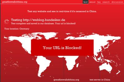 Screenshot: Ulfs Blog in China blockiert