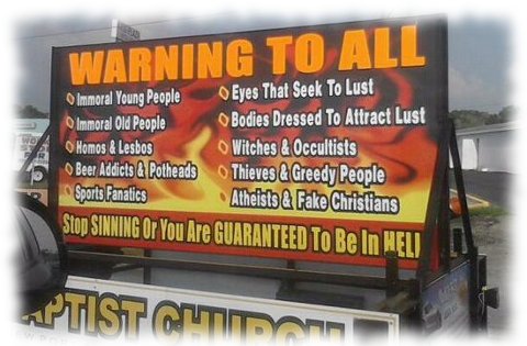 Himmel-oder-Hölle-Plakat von baptistischen Fundamentalistentaliban.