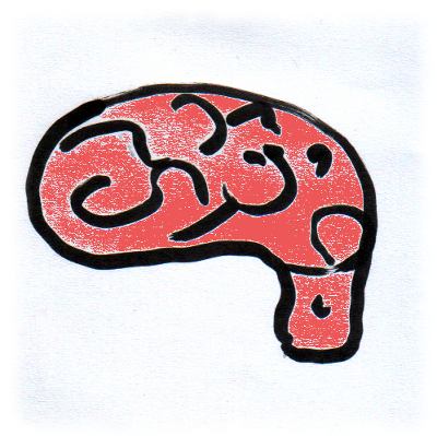 Schlechte Zeichnung eines Gehirns.