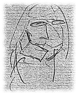 Zeichnung Frau mit Kopftuch.