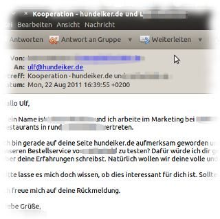 Screenshot der Spammail.