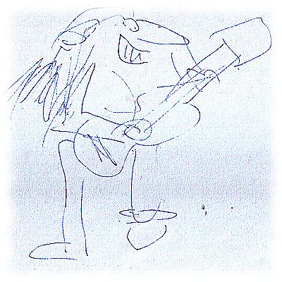 Wie üblich schlechte Karikatur eines jungen Ulf an der Gitarre.