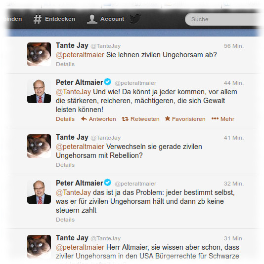Screenshot von Altmeiers Äußerungen auf Twitter.
