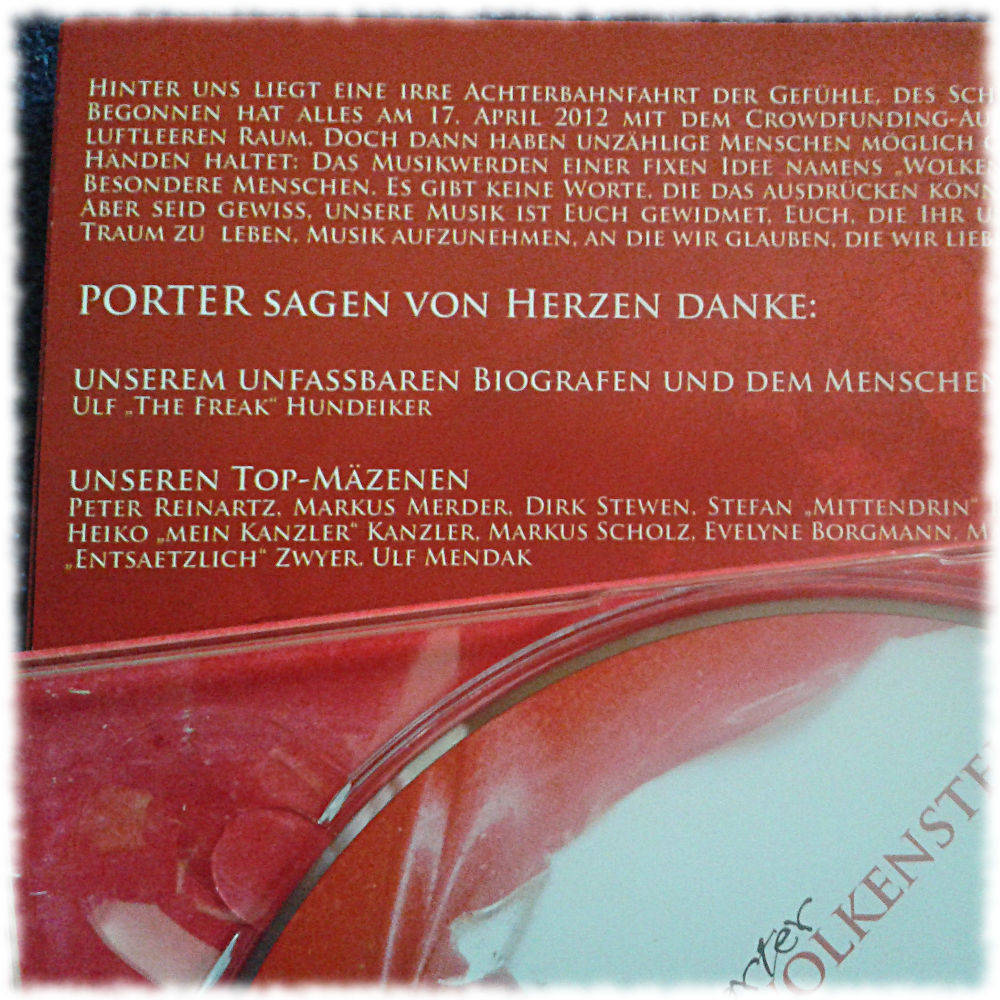 Booklet des neuen Albums von PORTER mit derart freundlichen Worten ber mich, dass ich die nier nicht hinschreiben kann.