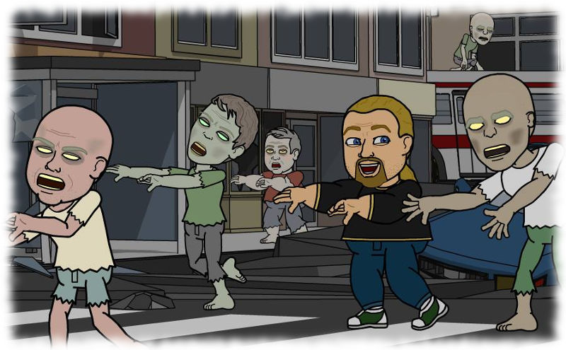 Ulf geht mit einer Horde Zombies spazieren.