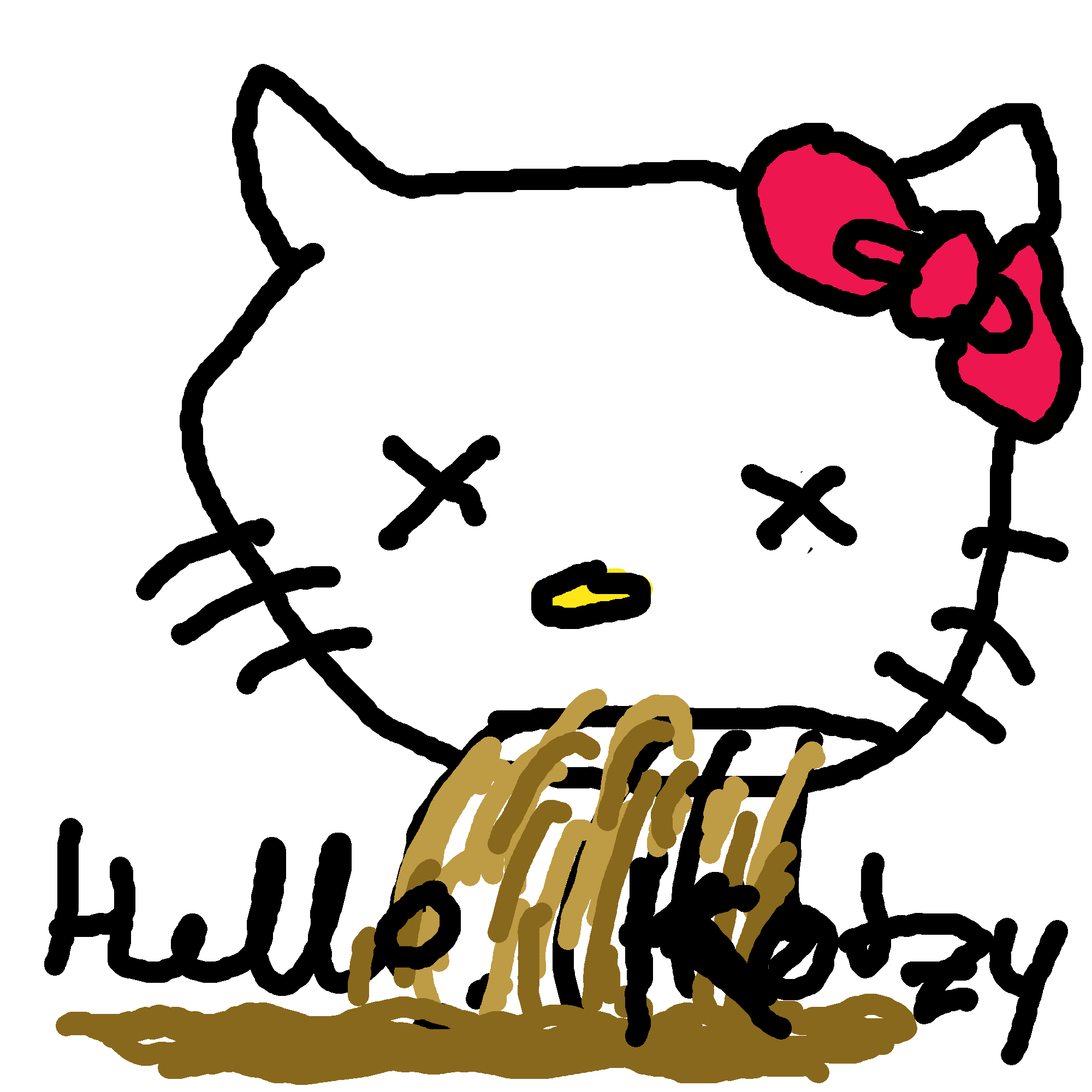 Kotzende Hello-Kitty-Karikatur