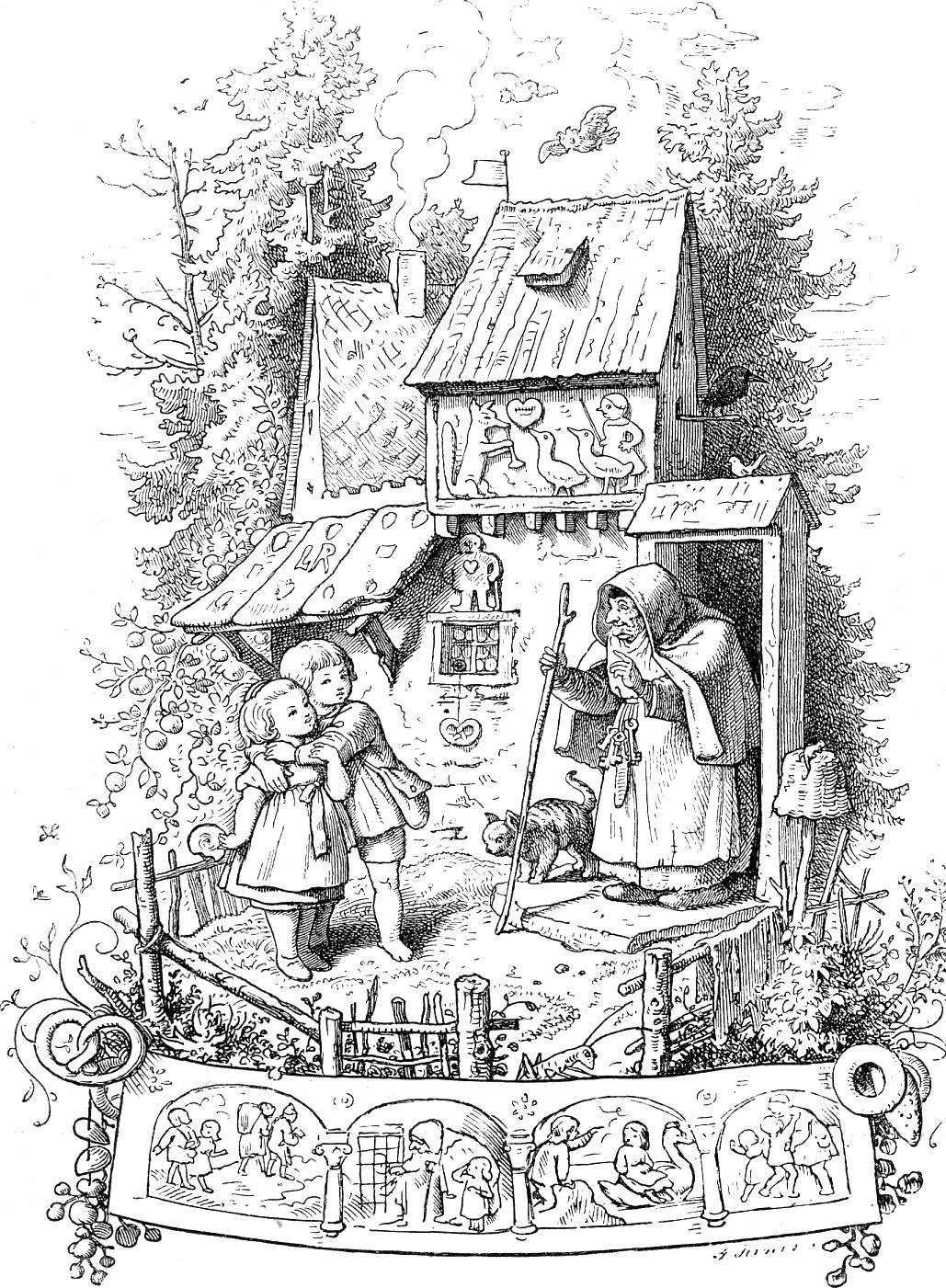 Stich von Ludwig Richter: Hnsel und Gretel.